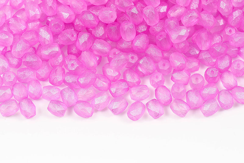 Firepolished Baros 6×5mm Frozen Rose Matt Czech Beads