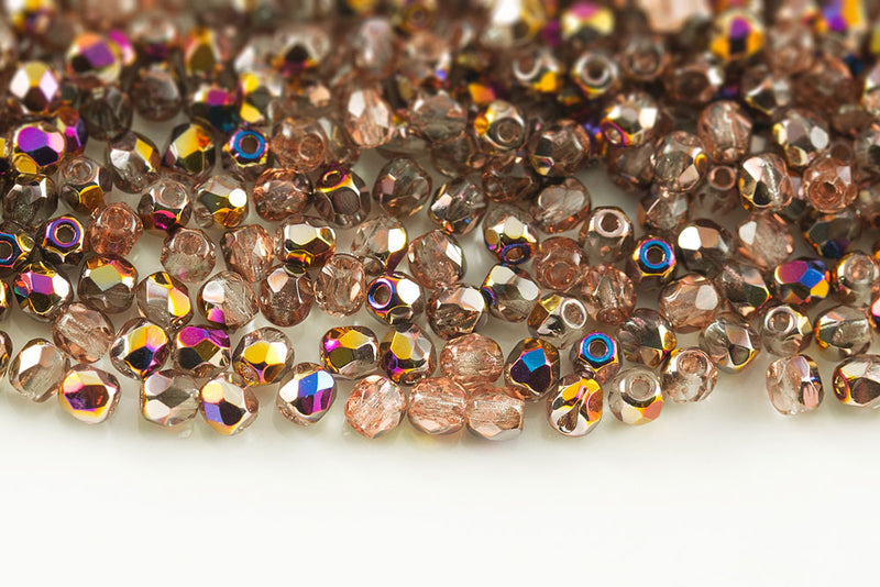 Czech Fire Polished 4mm Crystal Sliperit Round Beads