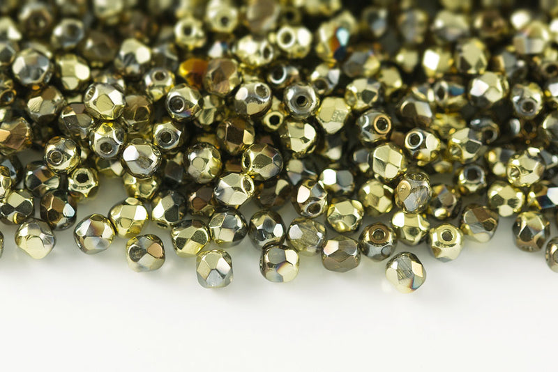 Czech Fire Polished 3mm Crystal California Night Round Beads