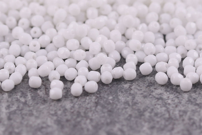 Czech Fire Polished 3mm Chalk Round Beads