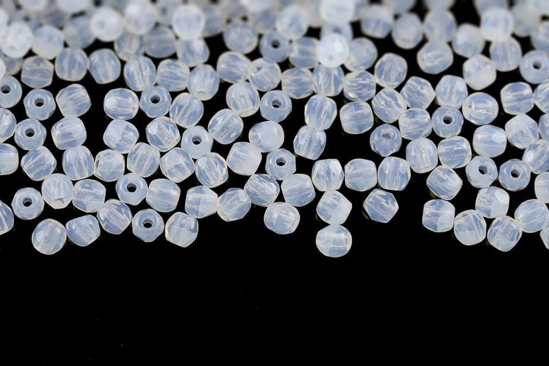 Czech Fire Polished 3mm Opal White Round Beads