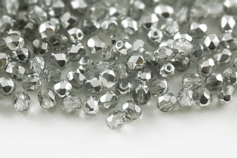 Czech Fire Polished 4mm Crystal Labrador Round Beads