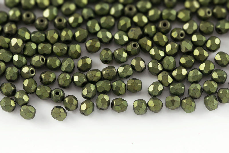 Czech Fire Polished 3mm Jet Red Luster Matt Round Beads