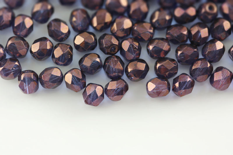 Czech Fire Polished 6mm Vega On Crystal Round Beads