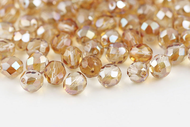 Czech Fire Polished 8mm Crystal Celsian Round Beads