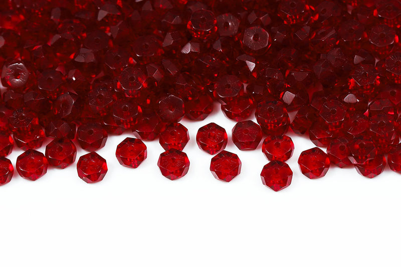 Firepolished Rondelle 3×6mm Dark Siam Czech Beads