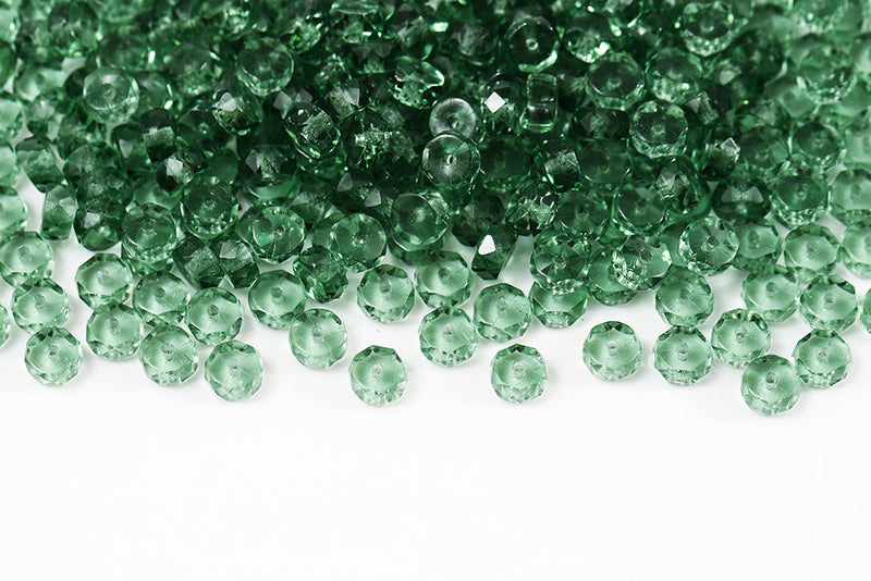 Firepolished Rondelle 3×6mm Grass Green Czech Beads