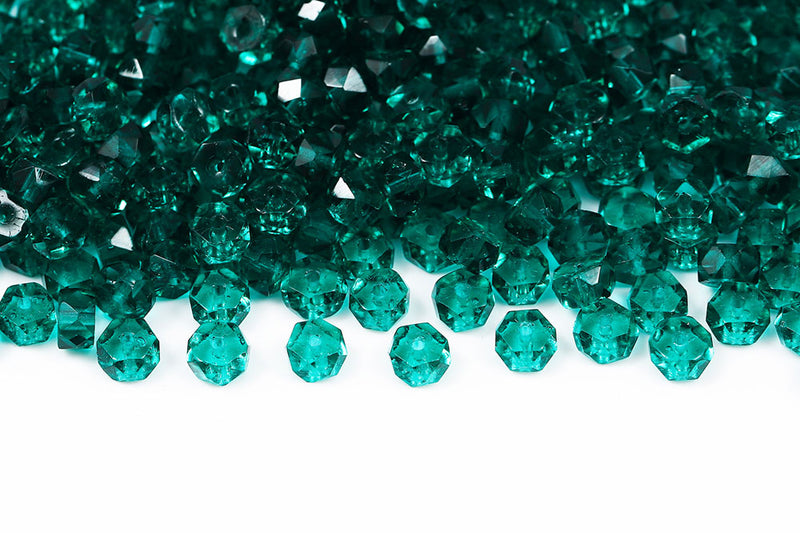 Firepolished Rondelle 3×6mm Emerald Czech Beads