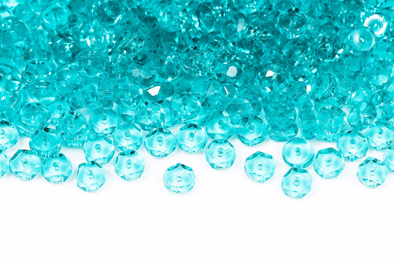 Firepolished Rondelle 3×6mm Blue Zircon Czech Beads