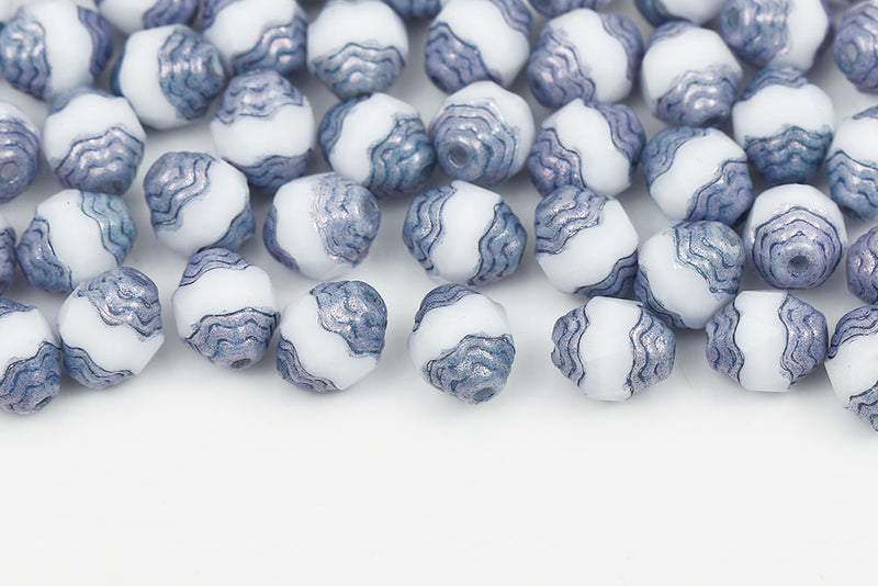 Firepolished Prop 8×6mm Chalk Blue Luster Czech Beads
