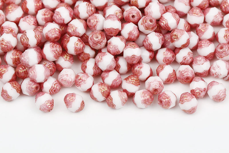 Firepolished Prop 8×6mm Chalk Red Terracotta Czech Beads