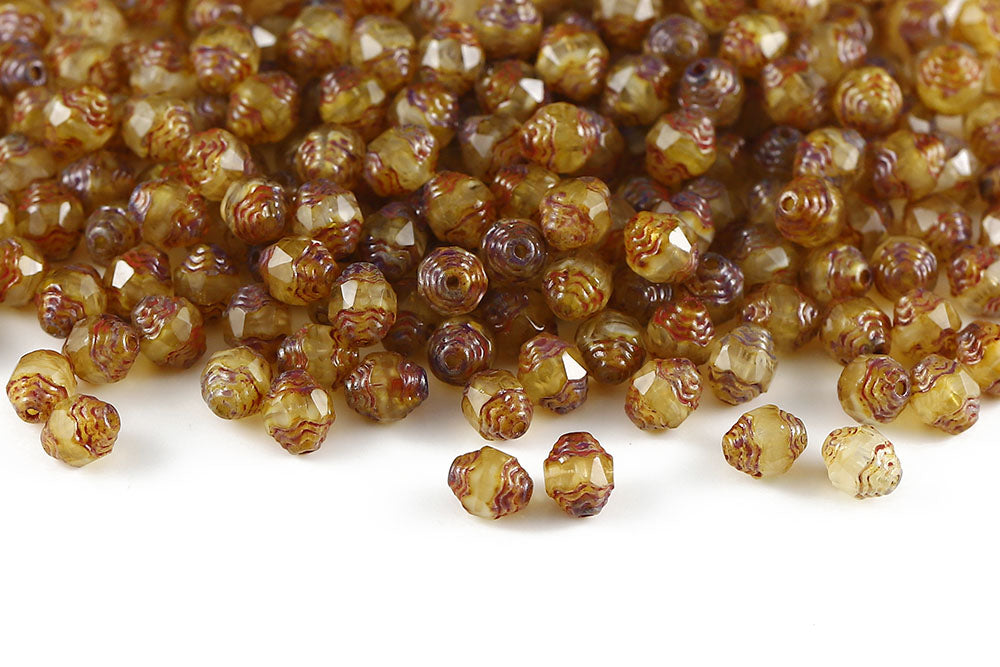 Firepolished Prop 8×6mm Crystal Ivory Mixed Travetine Czech Beads