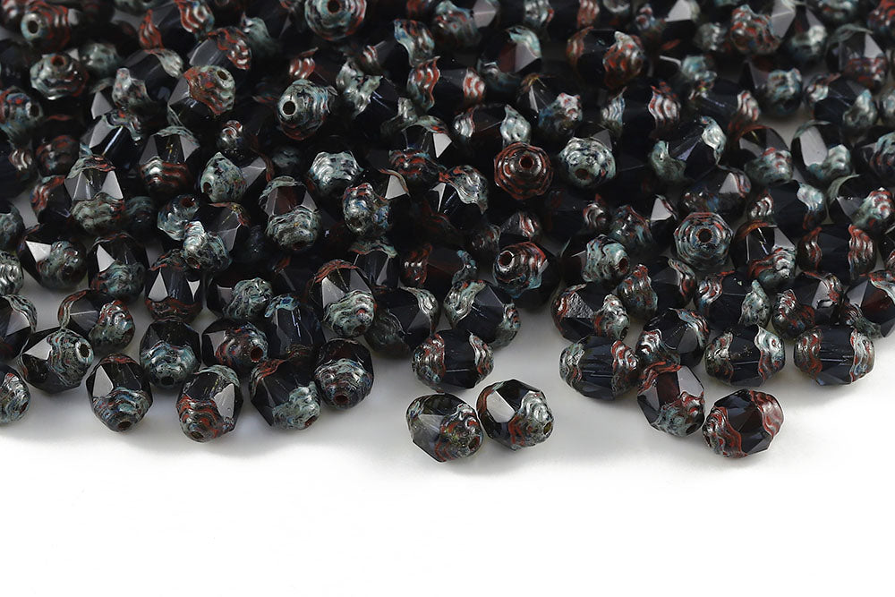 Firepolished Prop 8×6mm Montana Travetine Czech Beads