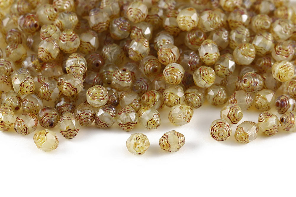 Firepolished Prop 8×6mm Crystal Aqua Mixed Travetine Czech Beads