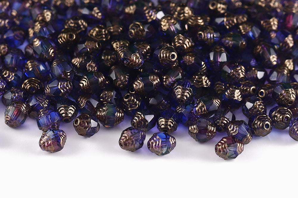 Firepolished Prop 8×6mm Blue Purple Mixed Violet Luster Czech Beads