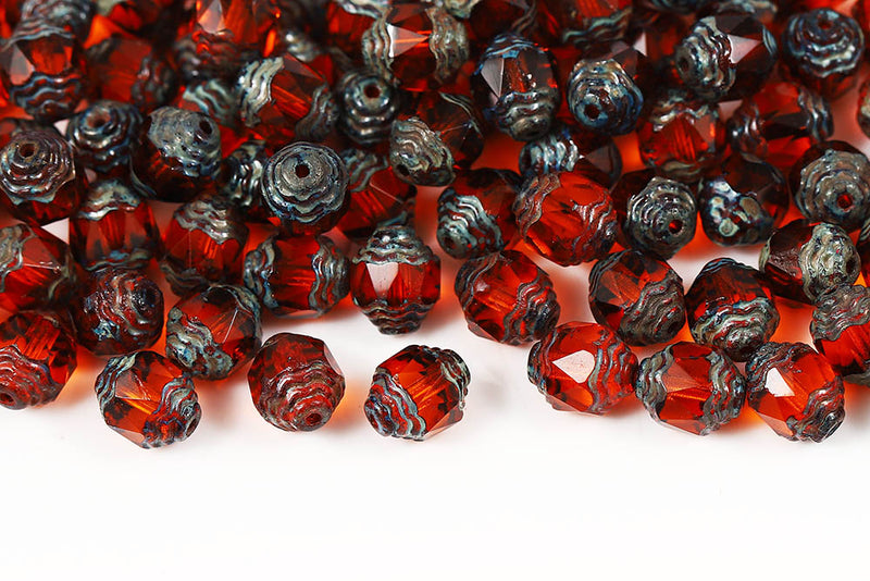 Firepolished Prop 10×8mm Czech Glass Beads Col.90030-86805