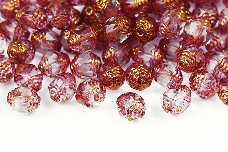 Firepolished Prop 10×8mm Crystal Violet Luster Czech Beads