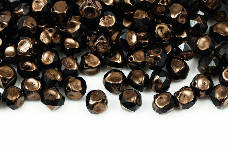 Firepolished Twisting 9mm Jet Violet Luster Czech Beads