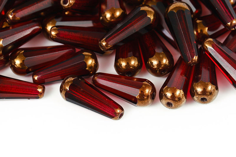 Firepolished Drop 20×9mm Czech Glass Beads Col.70350-14415