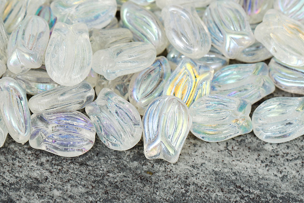 Tulip 16×11mm Crystal AB 1-Hole Czech Beads