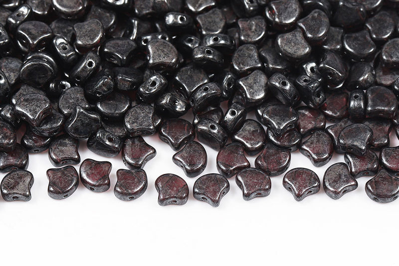 GINKO 7.5×7.5mm Amethyst Platinum 2-Hole Czech Beads