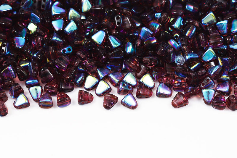 Nib-Bit 6×5mm Amethyst Ab 2-Hole Czech Beads