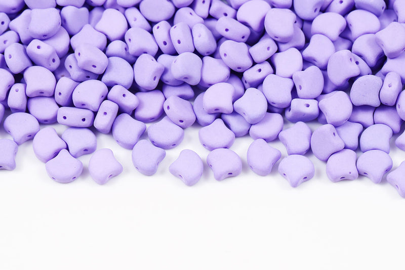 GINKO 7.5×7.5mm Bondeli Violet Neon 2-Hole Czech Beads