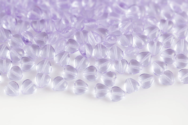 Heart 6mm Violet Czech Glass Beads