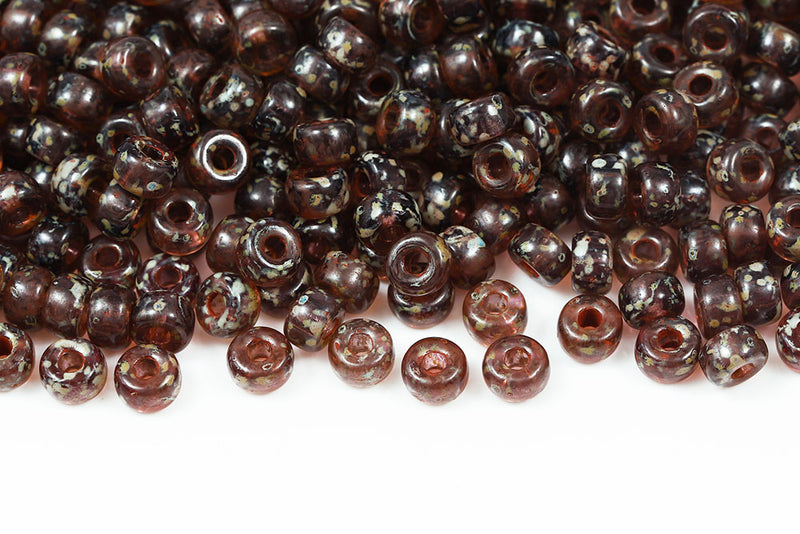 Matubo Round 2/0 Tanzanite Travertin Czech Seed beads