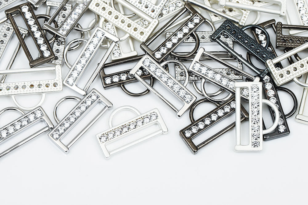 20×8mm Rectangular Diamond Encrusted Metal Charms