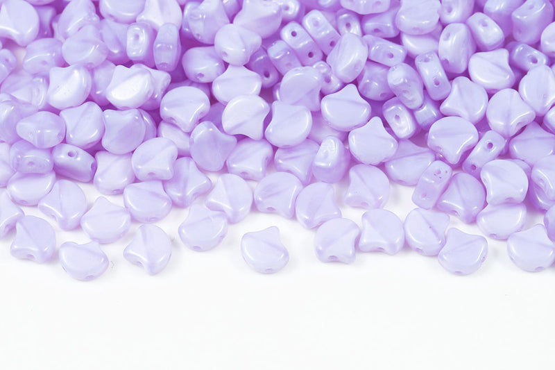 GINKO 7.5×7.5mm Opal Violet 2-Hole Czech Beads