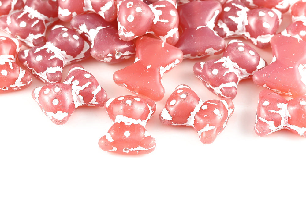 Teddy Bear 20×9mm Opal Peach With White 1-Hole Czech Beads