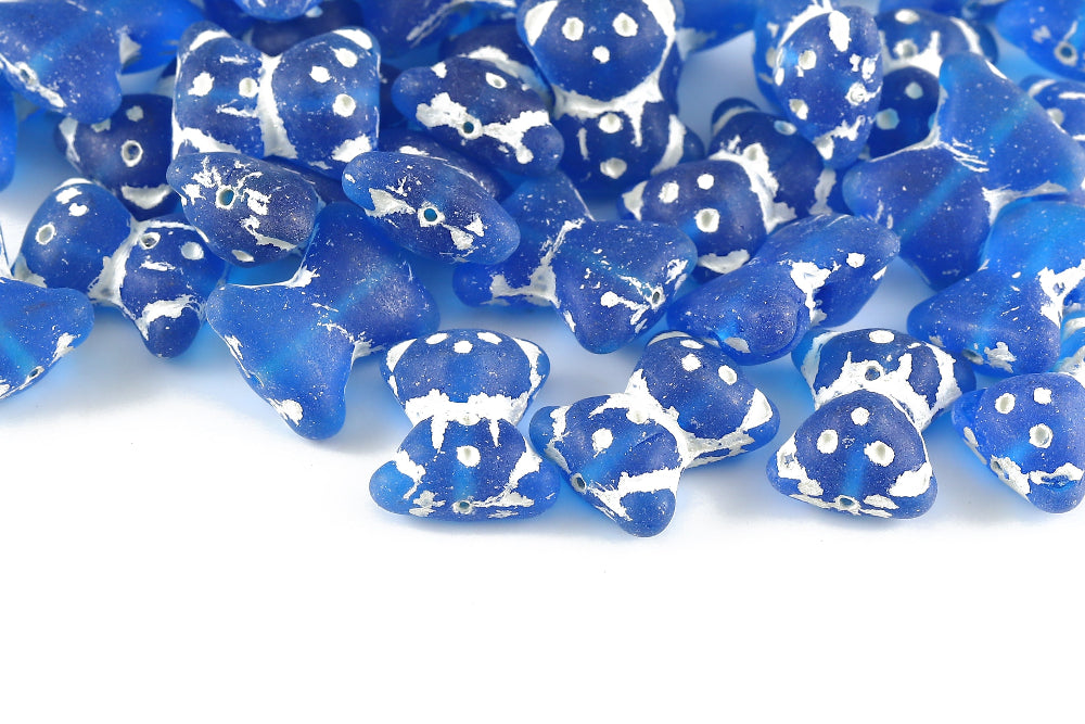 Teddy Bear 20×9mm Crystal Blue With White Matt 1-Hole Czech Beads