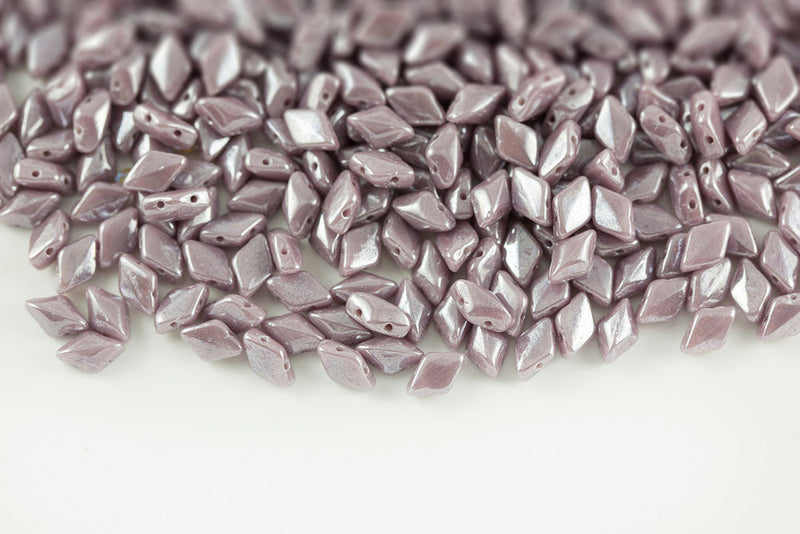 Gemduo 8×5mm Opaque Violet Luster 2-Hole Czech Beads