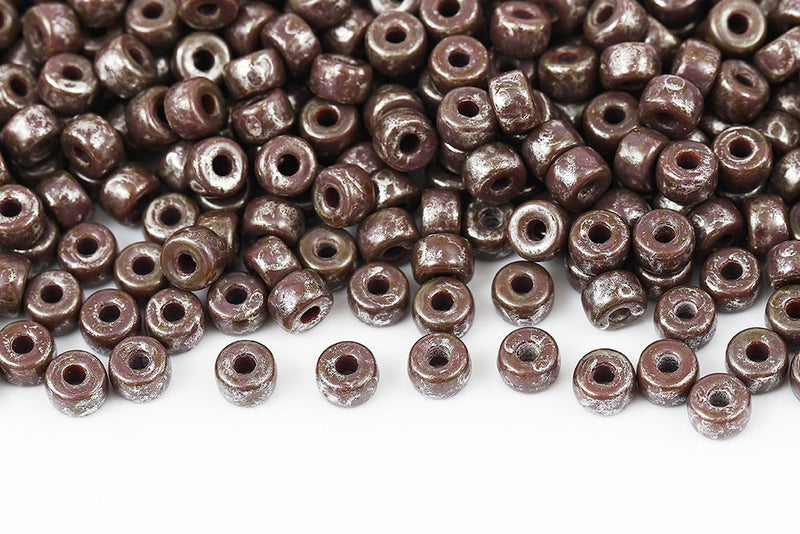 Matubo Round 2/0 Opaque Amethyst Picasso Czech Seed beads