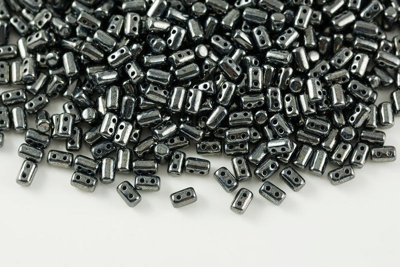 Rulla 5×3mm Jet Hematite 2-Hole Czech Beads