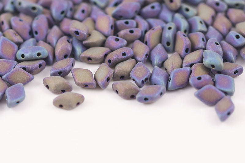 Gemduo 8×5mm Jet Rainbow Iris Mat 2-Hole Czech Beads
