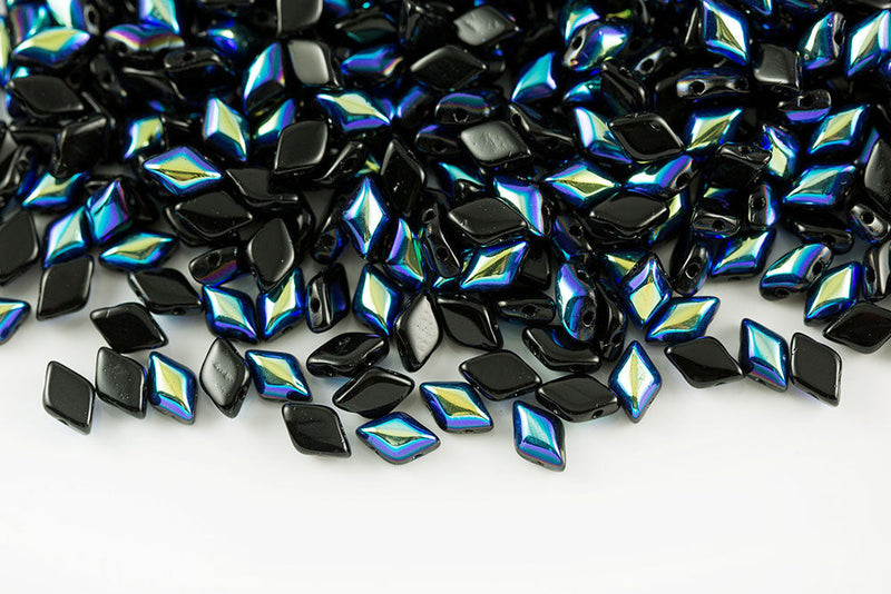 Gemduo 8×5mm Jet Ab 2-Hole Czech Beads