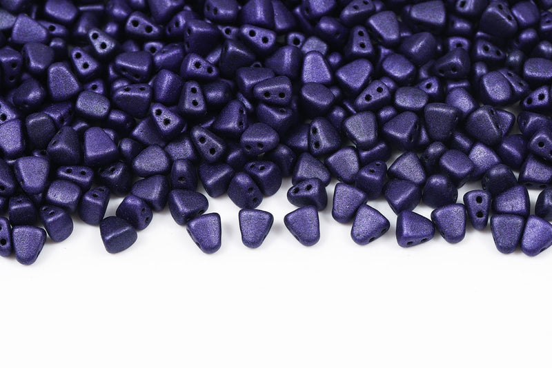 Nib-Bit 6×5mm Metallic Suede Purple 2-Hole Czech Beads