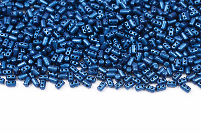 Rulla 5×3mm Metallic Suede Blue 2-Hole Czech Beads