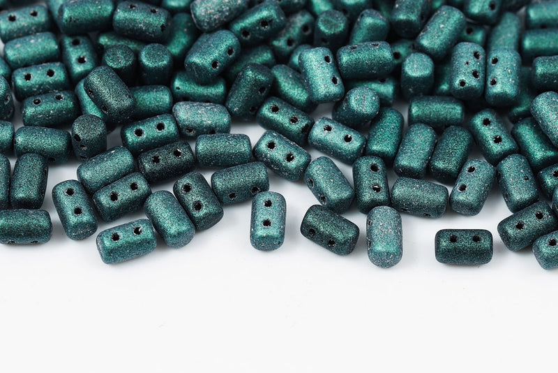 Rulla 5×3mm Metallic Suede Light Green 2-Hole Czech Beads