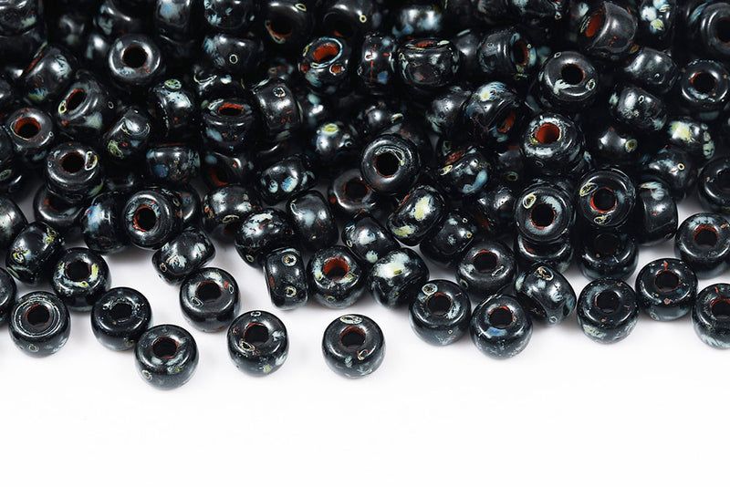 Matubo Round 2/0 Jet Travertin Czech Seed beads