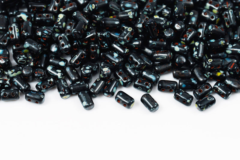 Rulla 5×3mm Jet Travertin Dark 2-Hole Czech Beads