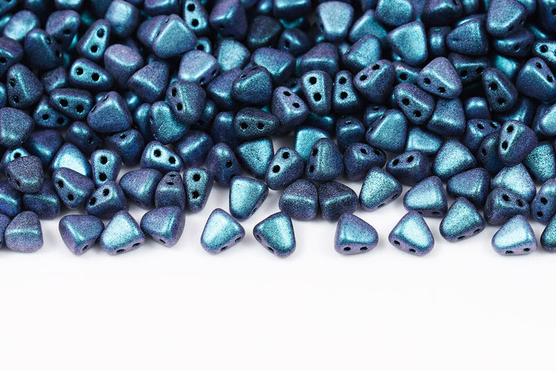 Nib-Bit 6×5mm Polychrome Chameleon Emerald 2-Hole Czech Beads