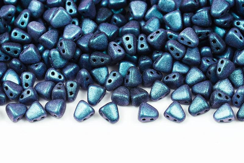 Nib-Bit 6×5mm Polychrome Chameleon Emerald 2-Hole Czech Beads