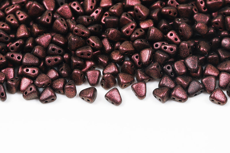 Nib-Bit 6×5mm Polychrome Dark Violet 2-Hole Czech Beads