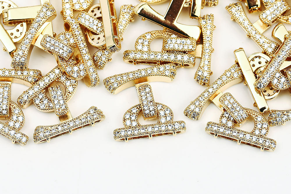 Gold Plated 16×8mm Stone setting Buckle Clasp