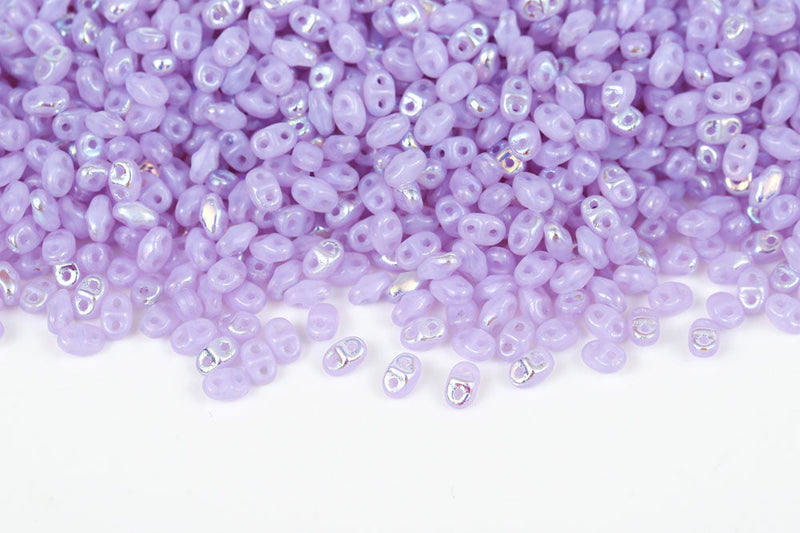 Miniduo 2×4mm Opal Violet Ab 2-Hole Czech Beads