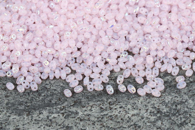 Miniduo 2×4mm Opal Pink Ab 2-Hole Czech Beads