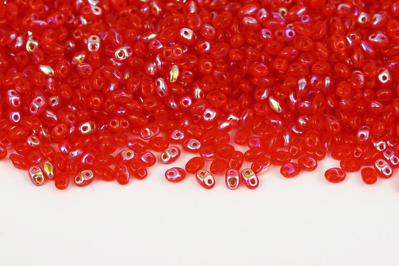 Miniduo 2×4mm Opal Orange Ab 2-Hole Czech Beads